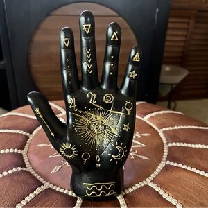 Palmistry Hand Black And Gold Sculpture Fortune Teller, Psychic, Mystical, Tarot
